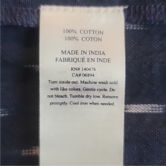 Faherty Saylor Dress Button Up Cotton Midi Midnight IKat Size Medium - Picture 9 of 9